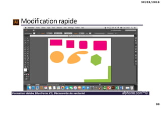 30/03/2016
90
Formation Adobe Illustrator CC, Découverte du vectoriel alphorm.com™©
Modification rapide
 