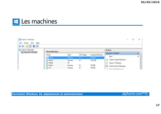 04/05/2016
17
Formation Windows 10, déploiement et administration alphorm.com™©
Les machines
 