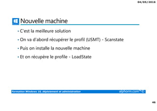 04/05/2016
4
Formation Windows 10, déploiement et administration alphorm.com™©
Mes formations sur Alphorm
 