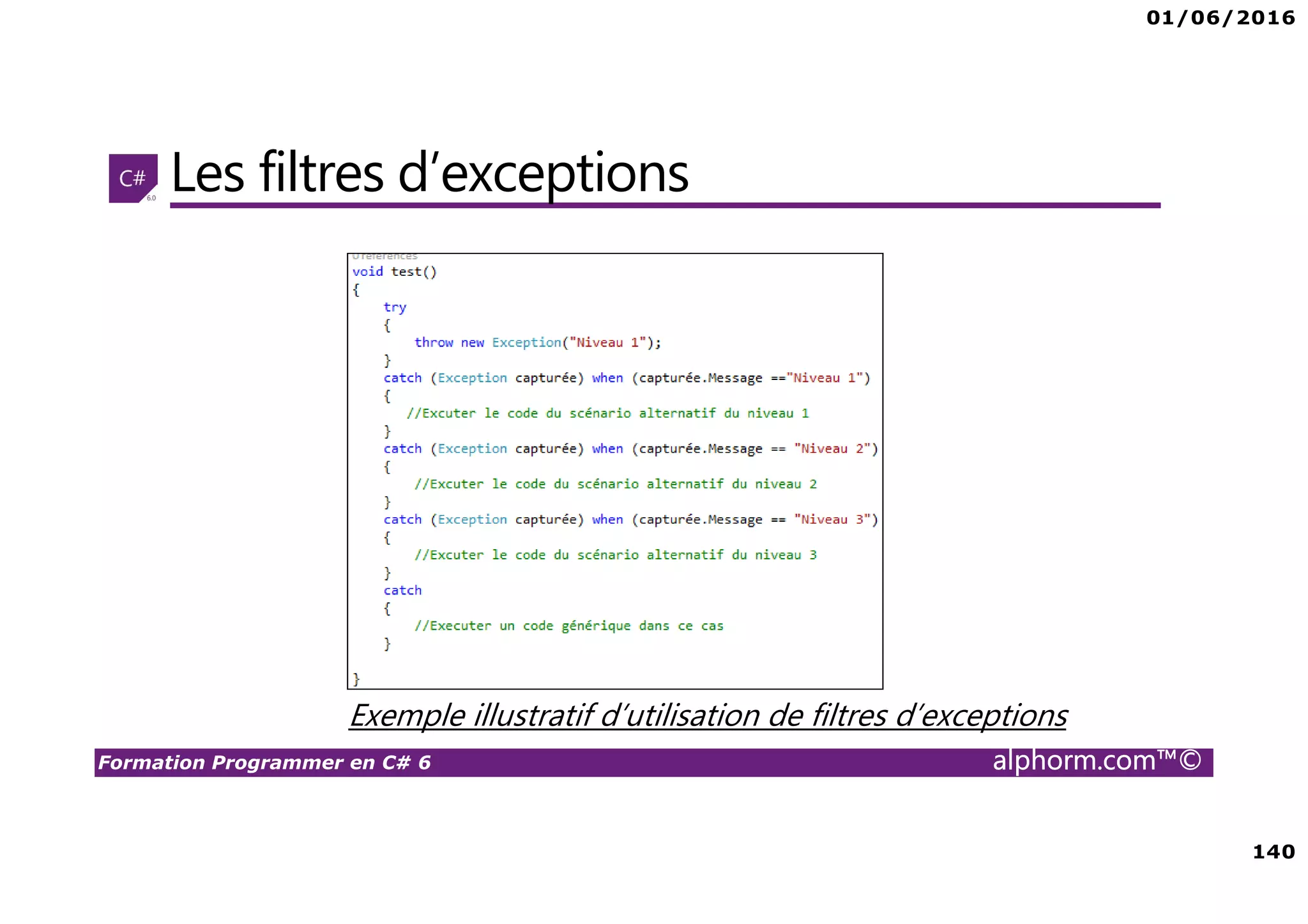 01/06/2016 8 Formation Programmer en C# 6 alphorm.com™© Liens utiles • Un lien vers mes articles http://www.c-sharpcorner.com/members/bechir-bejaoui2 