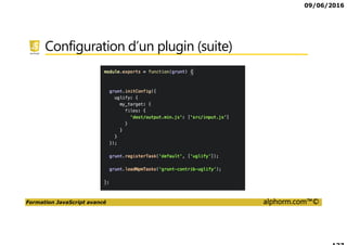 09/06/2016
Formation JavaScript avancé alphorm.com™©
Configuration d’un plugin (suite)
 