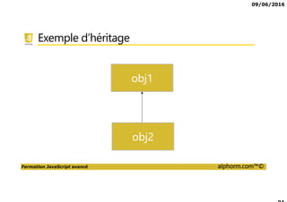 09/06/2016
Formation JavaScript avancé alphorm.com™©
Exemple d’héritage
obj1
obj2
 