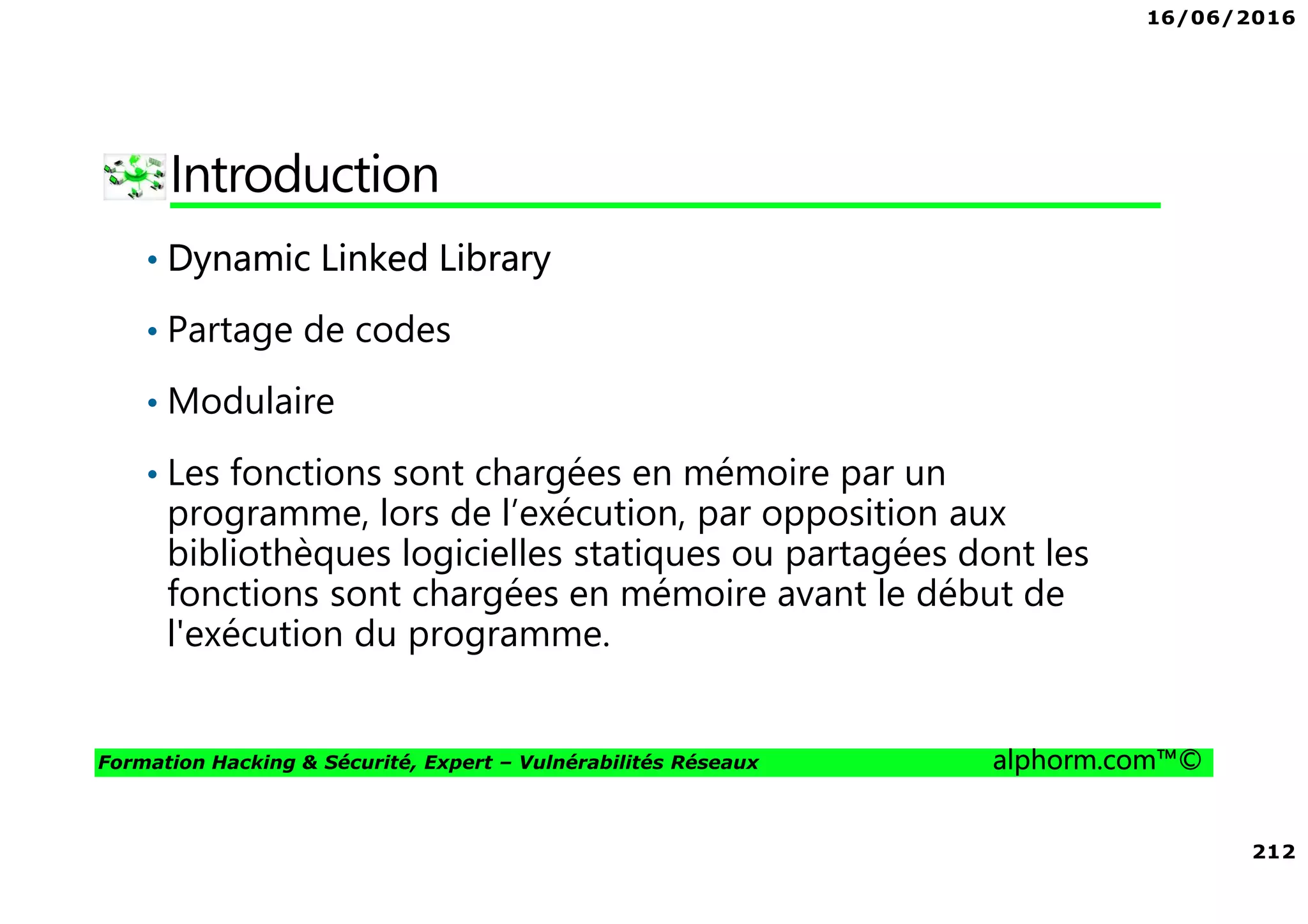 16/06/2016
6
Formation Hacking & Sécurité, Expert – Vulnérabilités Réseaux alphorm.com™©
Plan de la formation
• Introduction
• Notions de bases
• Attaques sur les routeurs
• Environnement Windows
• Post Exploitation
• Attaque sur le client
• Attaques avancées
• Python : Puissance et Elégance
• Contremesures
• Conclusion et perspectives
 