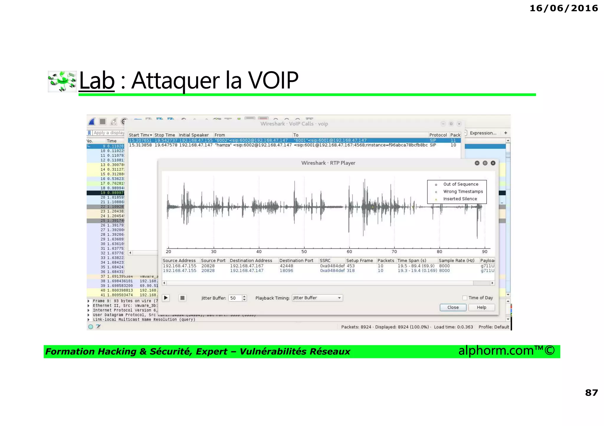 16/06/2016
87
Formation Hacking & Sécurité, Expert – Vulnérabilités Réseaux alphorm.com™©
Lab : Attaquer la VOIP
 