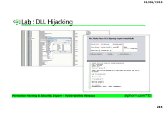 16/06/2016
215
Formation Hacking & Sécurité, Expert – Vulnérabilités Réseaux alphorm.com™©
Lab : DLL Hijacking
 