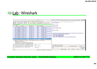 16/06/2016
64
Formation Hacking & Sécurité, Expert – Vulnérabilités Réseaux alphorm.com™©
Lab : Wireshark
 