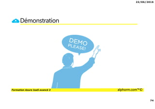 22/06/2016
74
Formation Azure IaaS avancé 3 alphorm.com™©
Démonstration
 