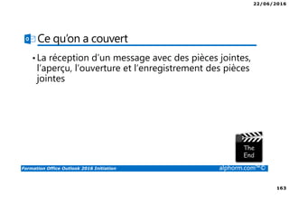 22/06/2016
6
Formation Office Outlook 2016 Initiation alphorm.com™©
Cursus OUTLOOK 2016
 