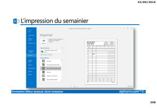 22/06/2016
258
Formation Office Outlook 2016 Initiation alphorm.com™©
L’impression du semainier
 