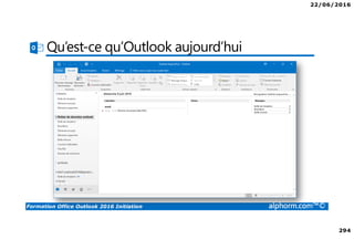 22/06/2016
294
Formation Office Outlook 2016 Initiation alphorm.com™©
Qu’est-ce qu’Outlook aujourd’hui
 