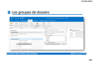 22/06/2016
460
Formation Office Outlook 2016 Initiation alphorm.com™©
Les groupes de dossiers
 