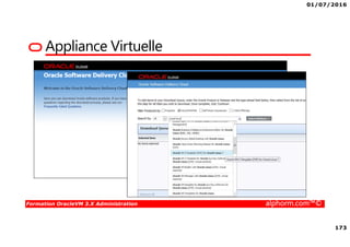 01/07/2016
173
Formation OracleVM 3.X Administration alphorm.com™©
Appliance Virtuelle
 