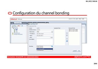01/07/2016
205
Formation OracleVM 3.X Administration alphorm.com™©
Configuration du channel bonding
 