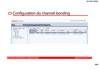 01/07/2016
208
Formation OracleVM 3.X Administration alphorm.com™©
Configuration du channel bonding
 