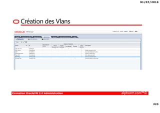 01/07/2016
223
Formation OracleVM 3.X Administration alphorm.com™©
Création des Vlans
 