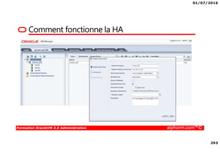01/07/2016
293
Formation OracleVM 3.X Administration alphorm.com™©
Comment fonctionne la HA
 