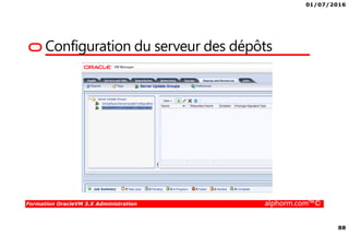 01/07/2016
88
Formation OracleVM 3.X Administration alphorm.com™©
Configuration du serveur des dépôts
 