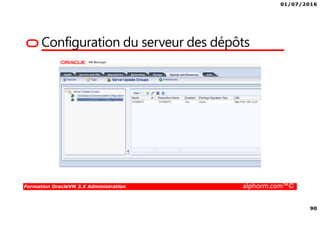 01/07/2016
90
Formation OracleVM 3.X Administration alphorm.com™©
Configuration du serveur des dépôts
 