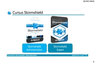 25/07/2016
5
Formation Stormshield, Administration alphorm.com™©
Cursus Stormshield
Stormshield,
Expert
Stormshield,
Administration
 