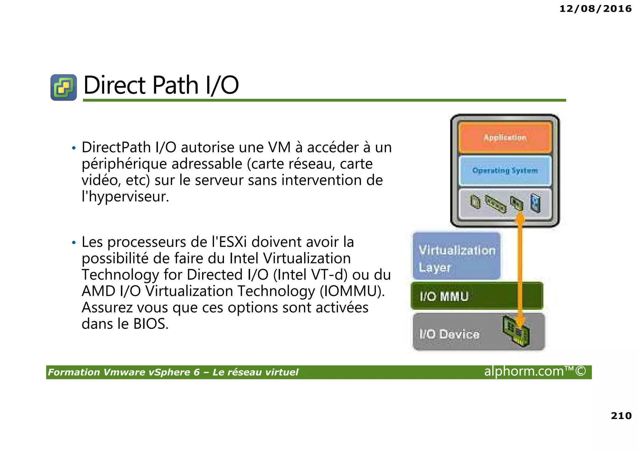 12/08/2016
12
Formation Vmware vSphere 6 – Le réseau virtuel alphorm.com™©
Fouad EL AKKAD
VMware vExpert, VCAP-DCA – DCD & VCIX-NV
Consultant Virtualisation VMware et Nutanix
Rappel du lab :
Prérequis et Ressources
Site : http://www.alphorm.com
Blog : http://blog.alphorm.com
 