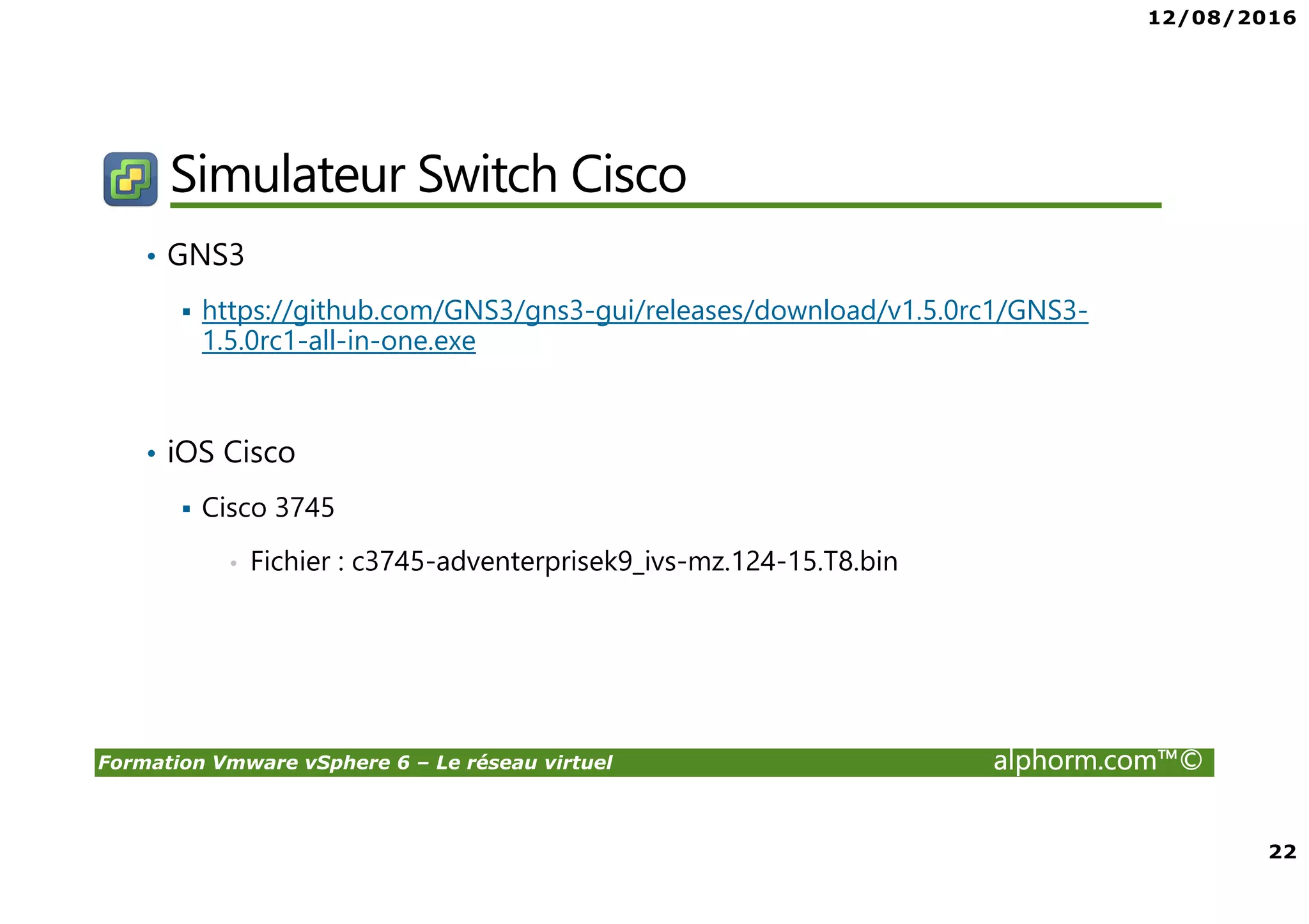 12/08/2016
3
Formation Vmware vSphere 6 – Le réseau virtuel alphorm.com™©
Présentation du formateur
Fouad EL AKKAD
• VMware vExpert 2016 - 2015 – 2014
• fouad@vRoomDC.com
• Ingénieur & Designer VMware
• En poste à la Mairie de Paris (+ de 250 ESXi & + de 2500 VMs)
• Plus de 6 ans dans l’expertise VMware
• Certifications : VCAP-DCA, VCAP-DCD, VCIX-NV, Nutanix NPP,…
• LinkedIn : https://fr.linkedin.com/in/fouadelakkad
• Animateur Blog : www.vRoomblog.com
• Alphorm : http://www.alphorm.com/formateur/fouad-el-akkad
 