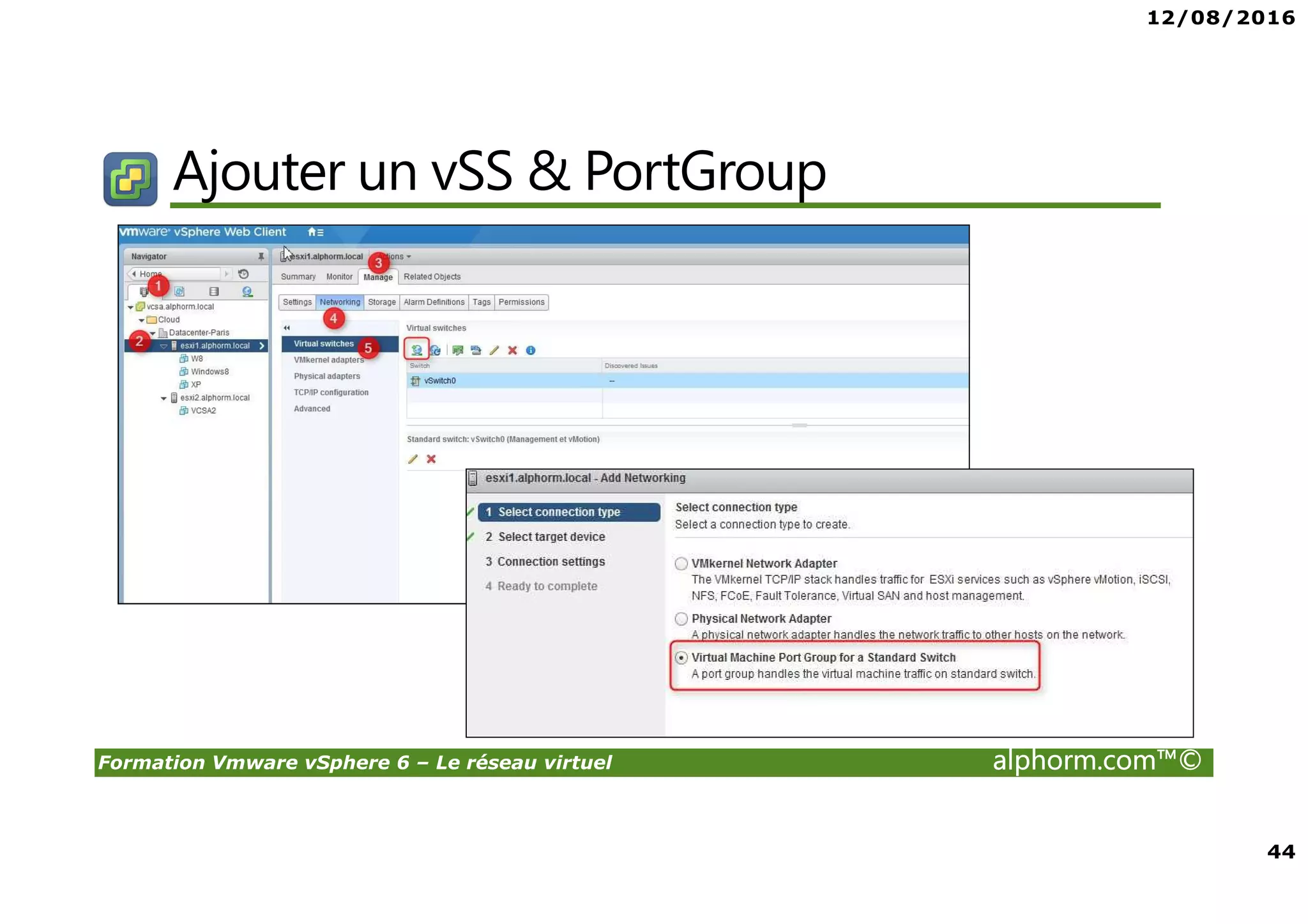 12/08/2016
4
Formation Vmware vSphere 6 – Le réseau virtuel alphorm.com™©
Public concerné
• Administrateurs vSphere
• Curieux ayant envie de découvrir la virtualization sous
VMware
• Passage obligé pour ceux souhaitant monter en
compétence
 