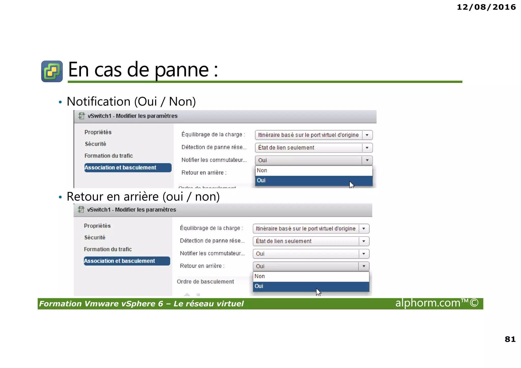 12/08/2016
6
Formation Vmware vSphere 6 – Le réseau virtuel alphorm.com™©
Cursus formation VMware vSphere
 