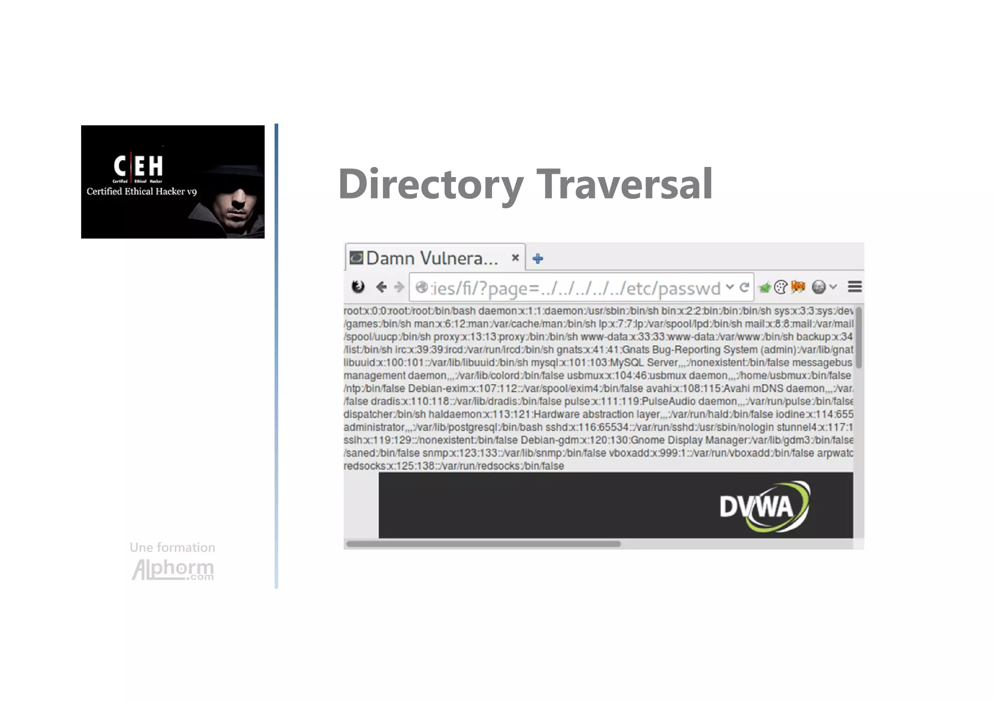 Une formation
Directory Traversal
 