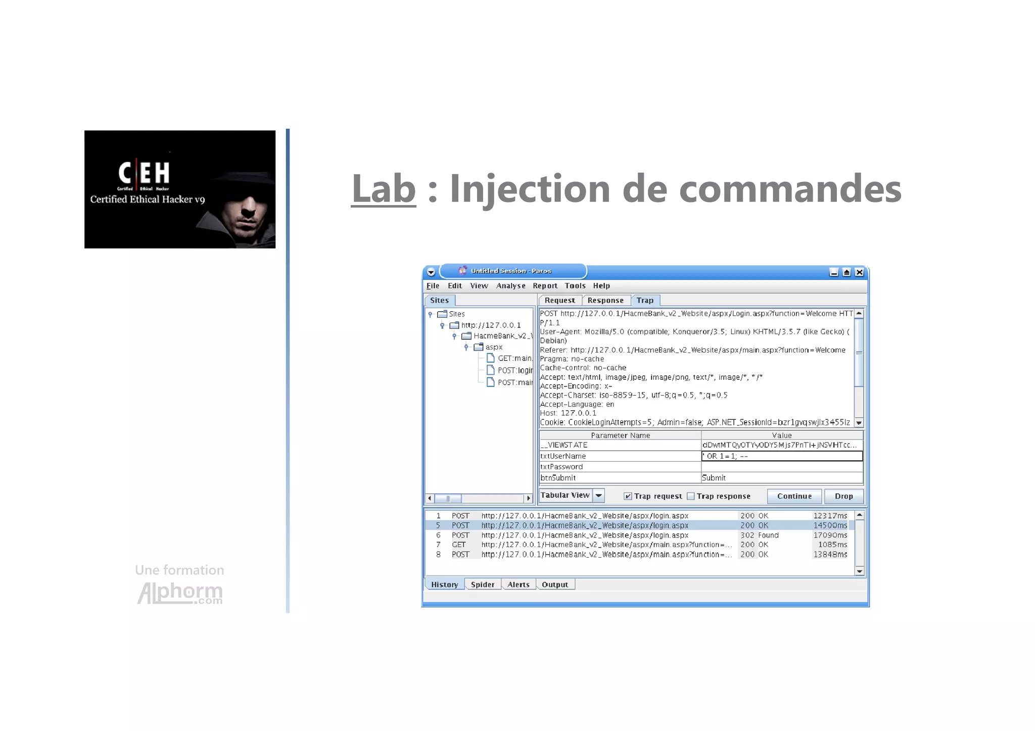 Une formation
Lab : Injection de commandes
 
