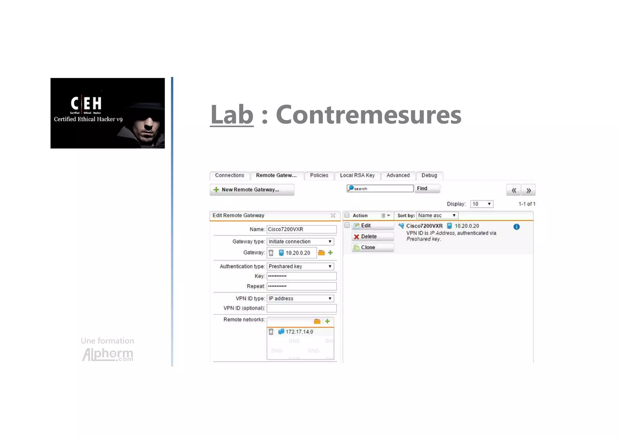 Une formation
Lab : Contremesures
 
