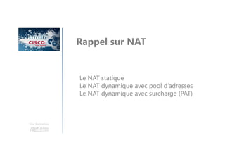 Une formation
Le modéle ITIL - suite
Baseline : Mesure du fonctionnement normal d’un
service, d’une application, d’un équipement, du
réseau… A comparer avec une baseline précédente ou
future
Workaround : Limiter l’impact de l’incident, quand une
solution n’est pas encore disponible
Know Error Database : Liste d’erreurs connues, et
comment les résoudre
 