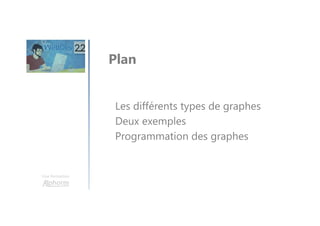 Une formation
Les différents types de graphes
Deux exemples
Programmation des graphes
Plan
 