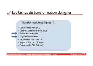 Formation Microsoft SQL Server 2016 Business Intelligence (SSIS) alphorm.com™©
Atelier: mise en place de l’environnement
 