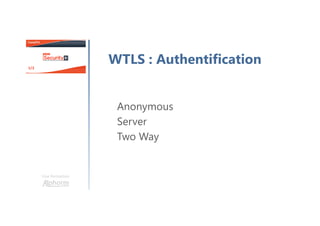 Une formation
WTLS : Authentification
Anonymous
Server
Two Way
 
