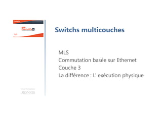 Une formation
Switchs multicouches
MLS
Commutation basée sur Ethernet
Couche 3
La différence : L’ exécution physique
 