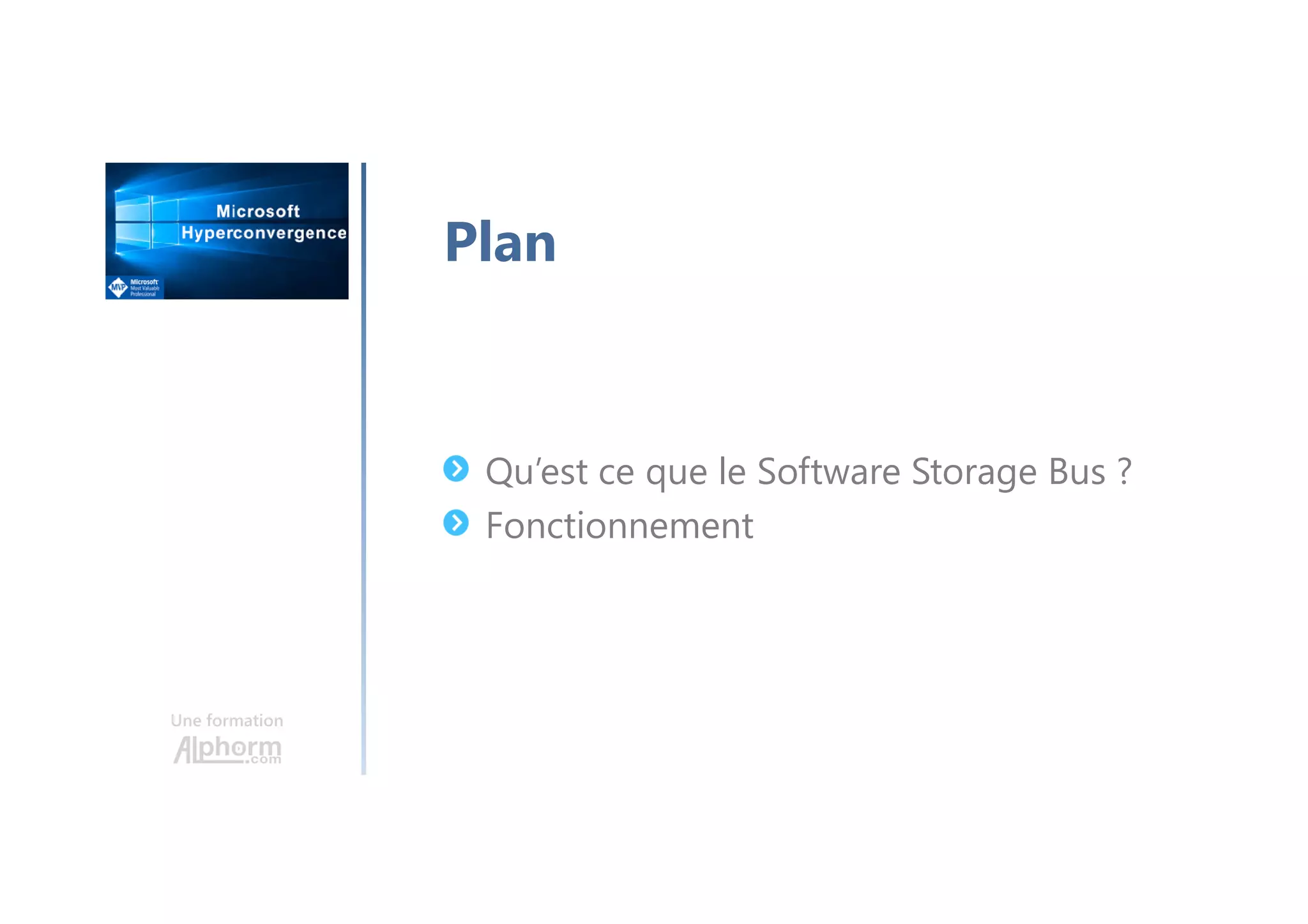 Une formation
Ressources
Windows Server 2016 évaluation 180 jours:
https://www.microsoft.com/en-us/evalcenter/evaluate-windows-server-2016
Documentation de Microsoft:
https://technet.microsoft.com/en-us/windows-server-docs/get-started/windows-
server-2016
Documentation sur Storage Spaces Direct
https://technet.microsoft.com/en-us/windows-server-docs/storage/storage-
spaces/storage-spaces-direct-overview
 