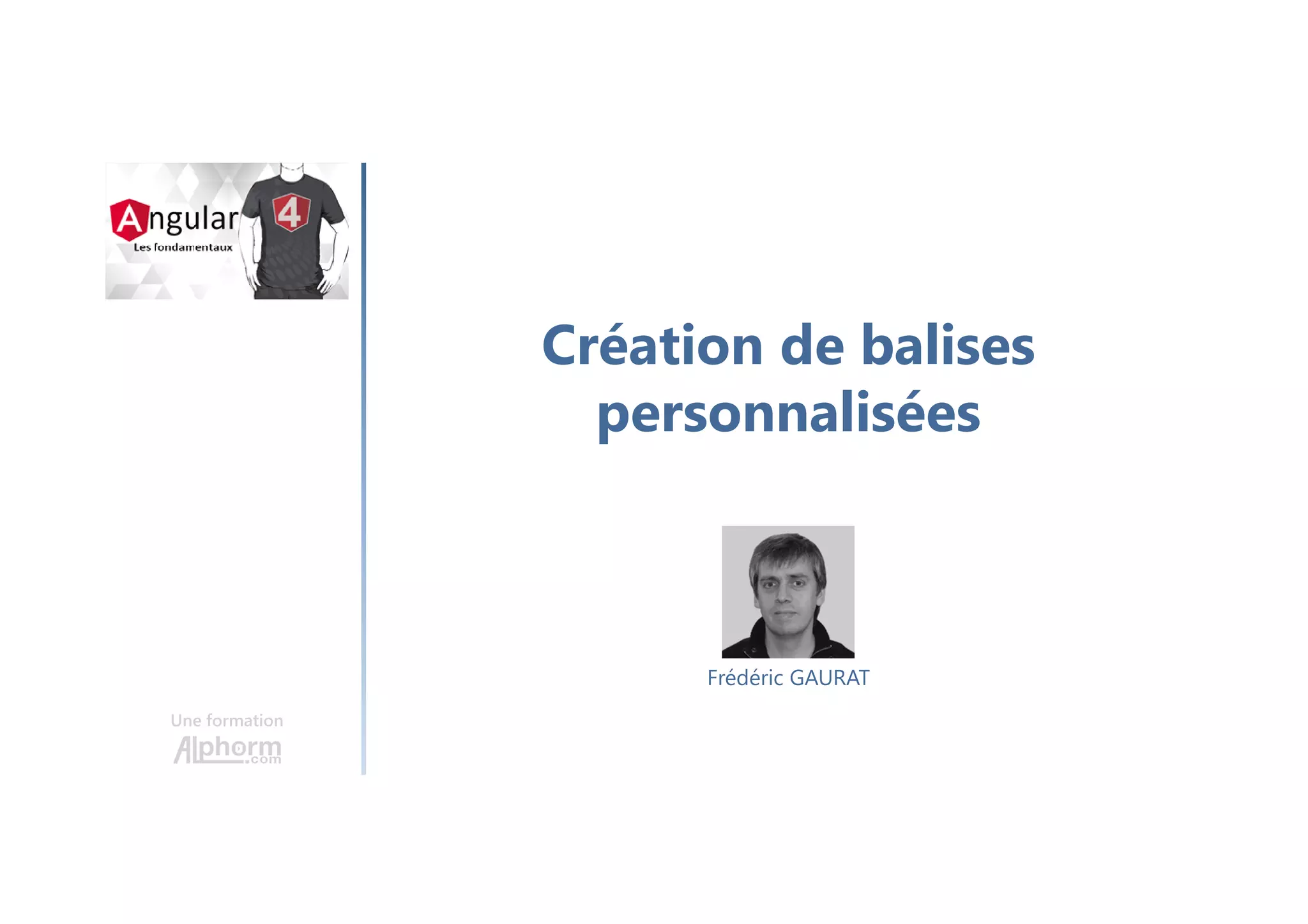 Création de balises
personnalisées
Une formation
Frédéric GAURAT
 