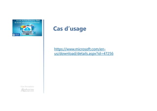 Une formation
Cas d’usage
https://www.microsoft.com/en-
us/download/details.aspx?id=47256
 