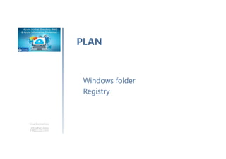 Une formation
PLAN
Windows folder
Registry
 