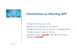Une formation
Ressources
Ma présentation :
https://fr.slideshare.net/SeyfallahTagrerout/seyfalla
h-a-osaixenprovence?qid=41ca3bf5-f72f-4c79-
9ede-452eddbd9ab0&v=&b=&from_search=3
Documentation officielle :
https://docs.microsoft.com/fr-fr/information-
protection/understand-explore/what-is-azure-rms
 