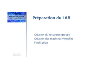 Une formation
Préparation du LAB
Création du ressource groupe
Création des machines virtuelles
Finalisation
 