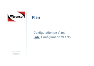 Une formation
Configuration de Vlans
Lab : Configuration VLANS
Plan
 