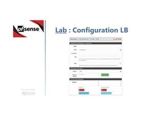 Une formation
Lab : Configuration LB
 
