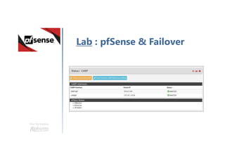 Une formation
Lab : pfSense & Failover
 