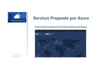 Une formation
Services Proposée par Azure
https://azure.microsoft.com/fr-fr/global-infrastructure/regions/
 