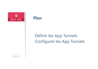 Une formation
Définir les App Tunnels
Configurer les App Tunnels
Plan
 