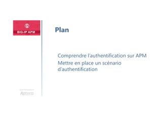 Une formation
Comprendre l’authentification sur APM
Mettre en place un scénario
d’authentification
Plan
 