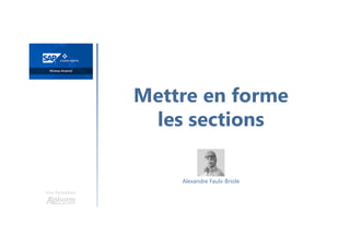 Mettre en forme
les sections
Une formation
Alexandre Faulx-Briole
 