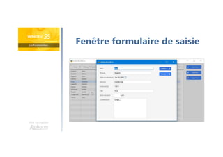 Une formation
Fenêtre formulaire de saisie
 