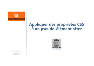 Carl BRISON
Une formation
Appliquer des propriétés CSS
à un pseudo-élément after
 